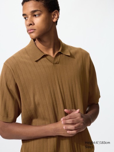 Pull style polo en maille col skipper Uniqlo